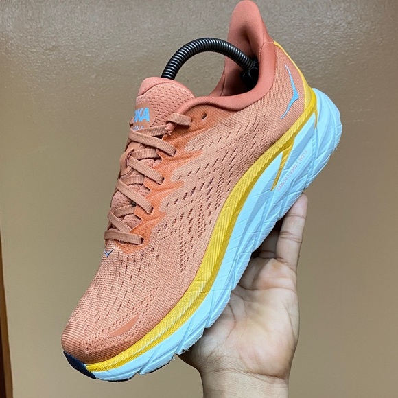 HOKA ONE ONE CLIFTON 8 SUN BAKED SHELL CORAL WOMEN’S RUNNING SNEAKERS SIZE 9.5 - Picture 9 of 17